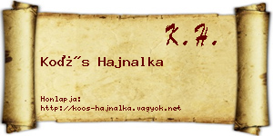 Koós Hajnalka névjegykártya
